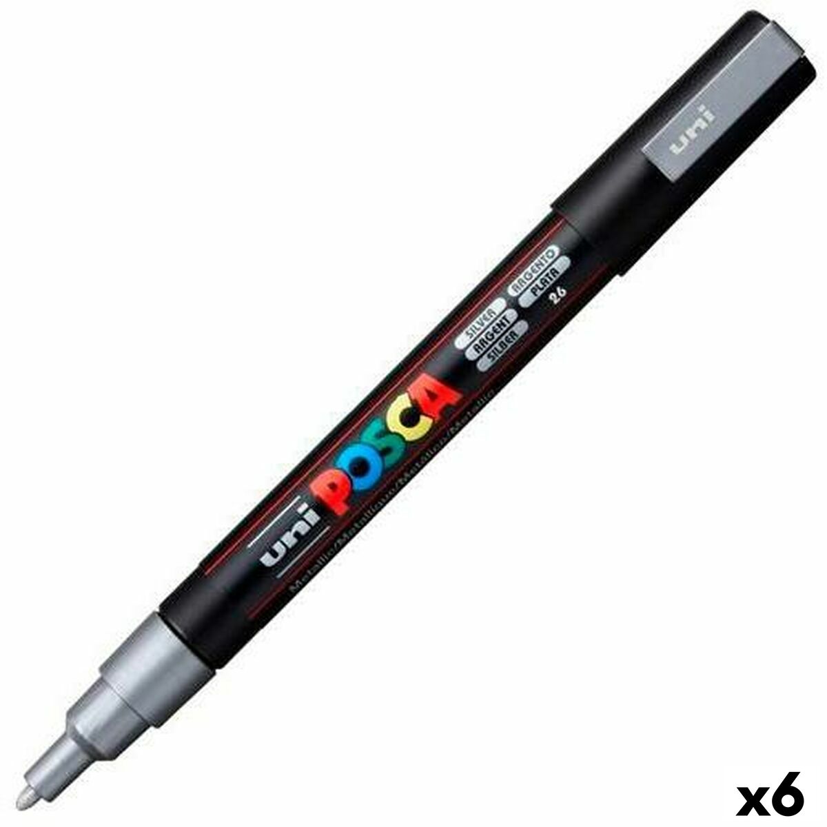 Marker POSCA PC-3M Silberfarben (6 Stück)