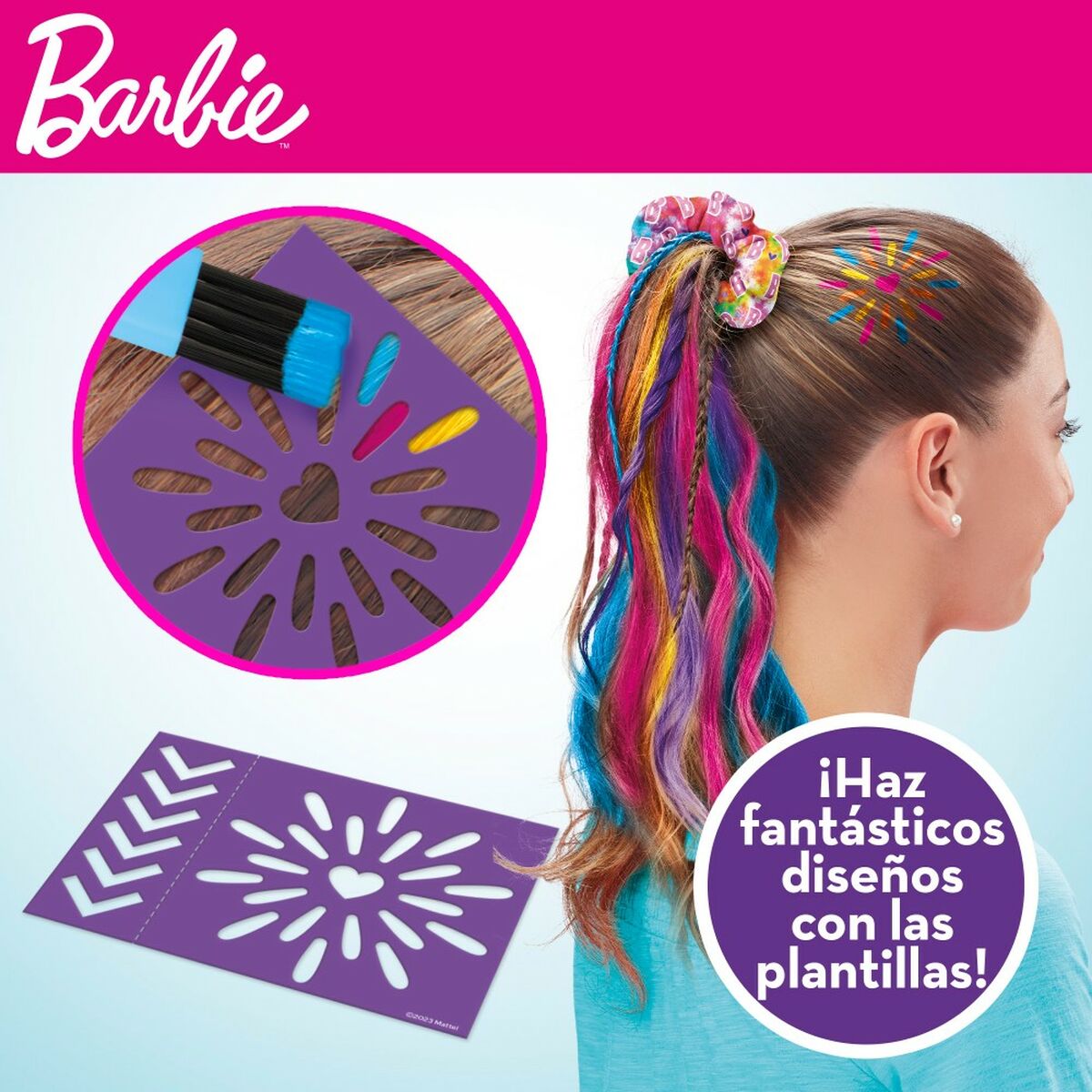 Friseur Set Barbie Rainbow Tie 15,5 x 10,5 x 2,5 cm Haar mit Strähnchen Bunt